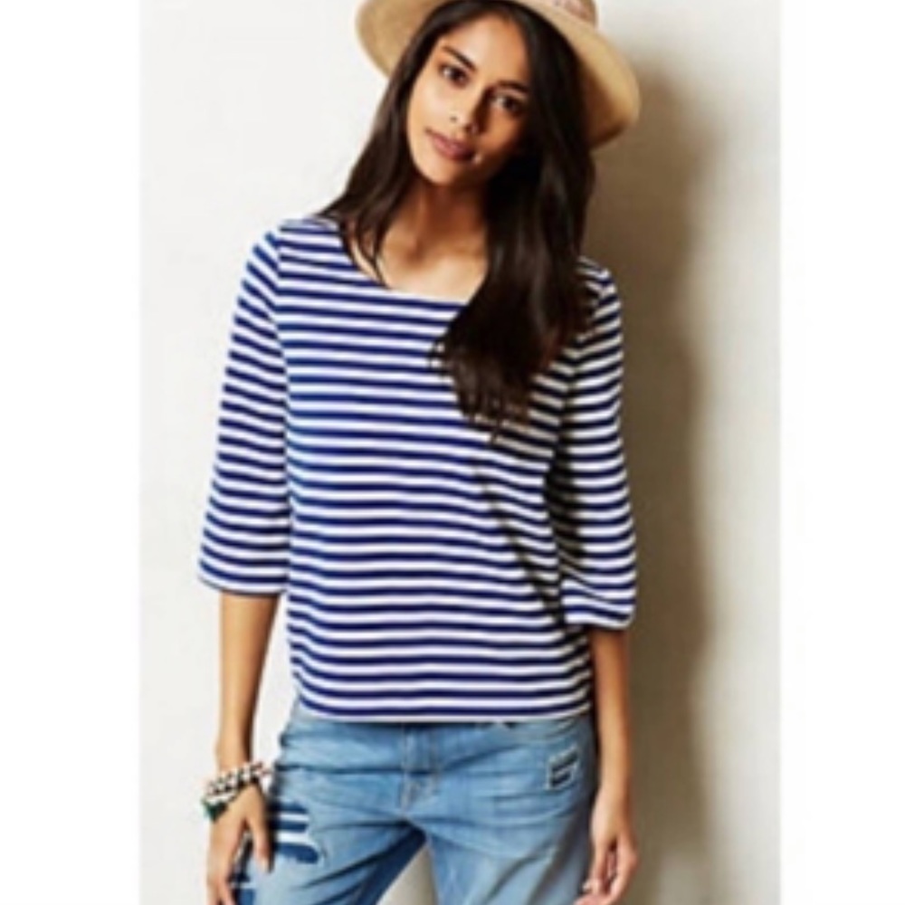 Anthropologie Postcard Genoa Stripped Top Size S